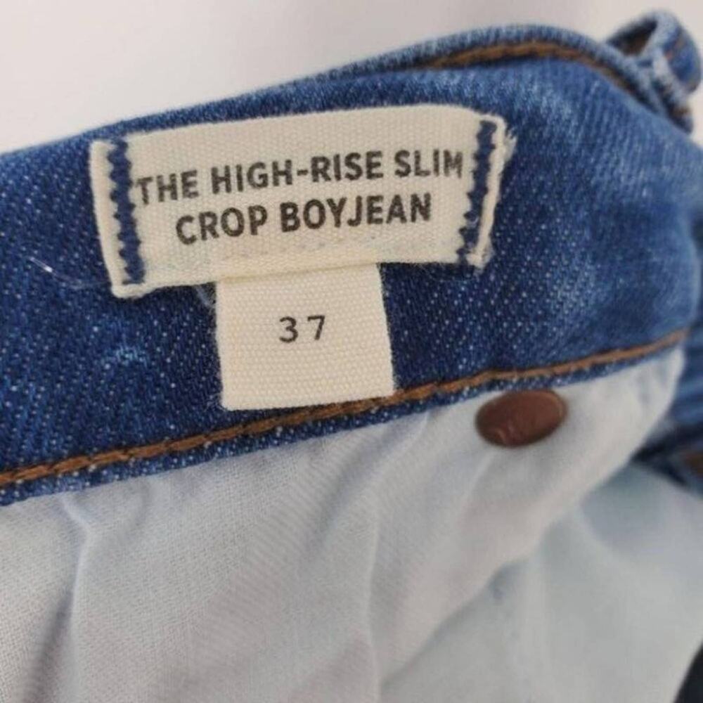 Madewell Tall High Rise Slim Boyjean Raw Hem Dover Wash Jeans Sz 37 - Picture 7 of 7